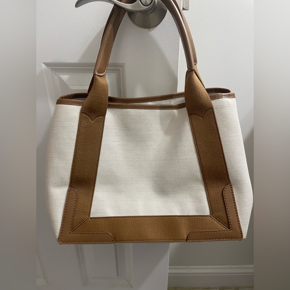 BALENCIAGA  Cabas S Hand Tote Bag Pouch Canvas Leather Camel Brown - Picture 2 of 15